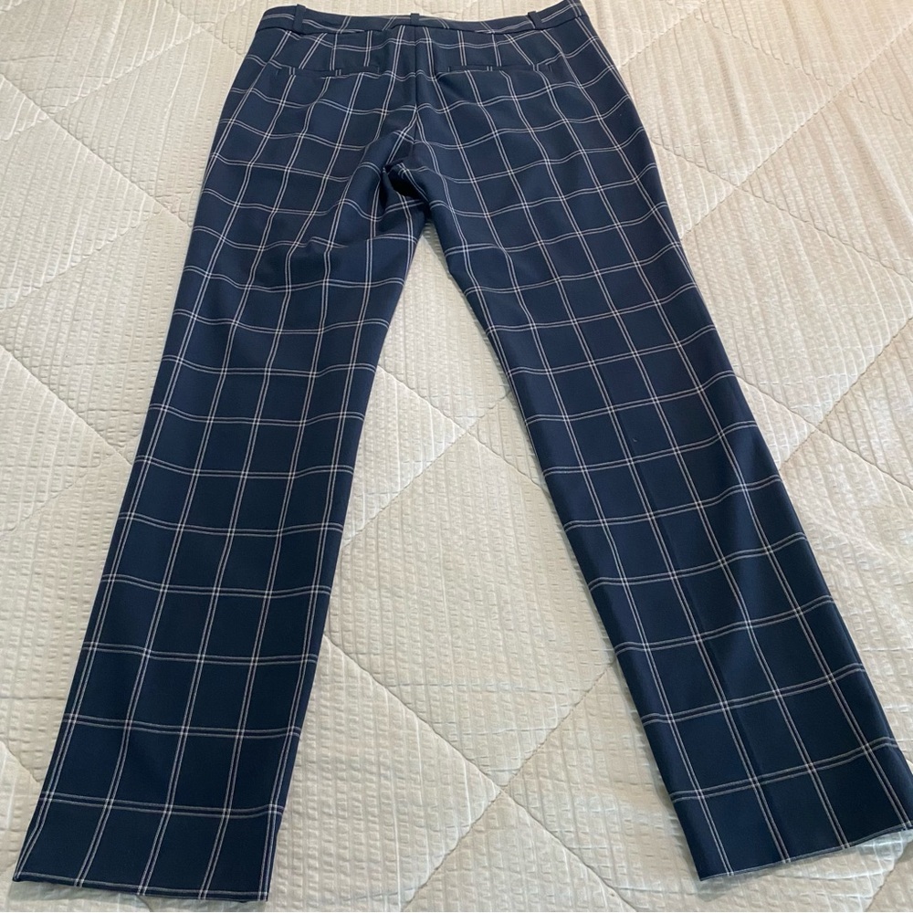 Banana Republic Navy Blue Plaid Ryan Dress Slim Ankle Pants Sz 6 Stretch Fabric - Picture 4 of 12